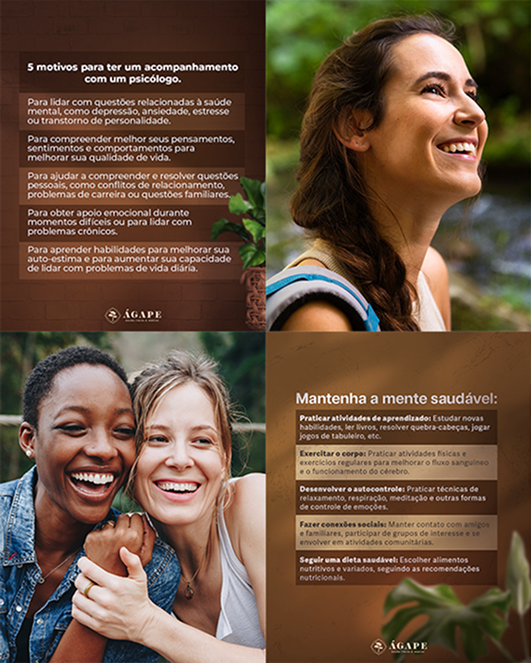 Peças de conteúdo e redes sociais ÁGAPE.