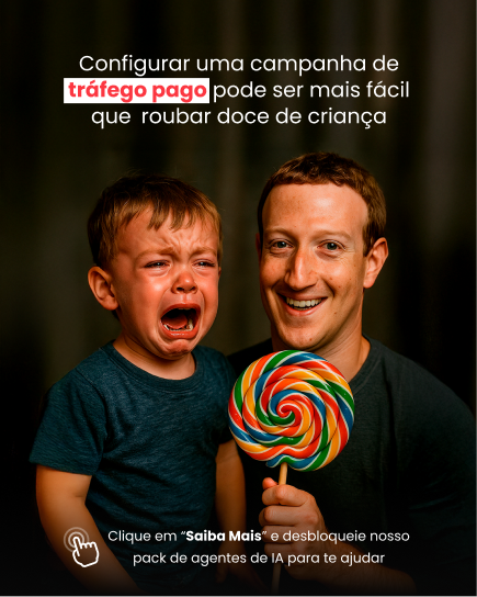 Criativo tráfego pago — Zuckerberg com pirulito: mais fácil que roubar doce de criança.