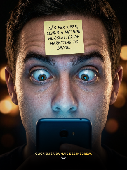 Criativo newsletter — post-it na testa: não perturbe, lendo a melhor newsletter de marketing.