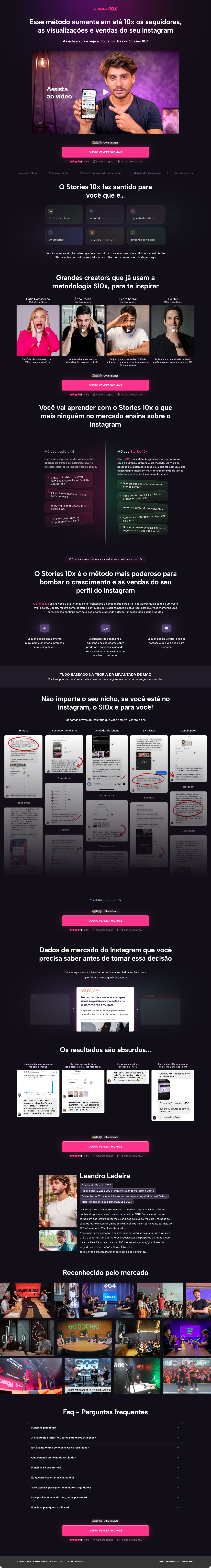 Stories 10X — mockup da landing page no notebook.